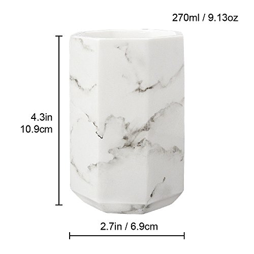 Allure Home Creations Marble Facet 4-Piece Bathroom Accessory Set - 1 Lotion Pump,1 Toothbrush Holder,1 Soap Dish and 1 Tumbler