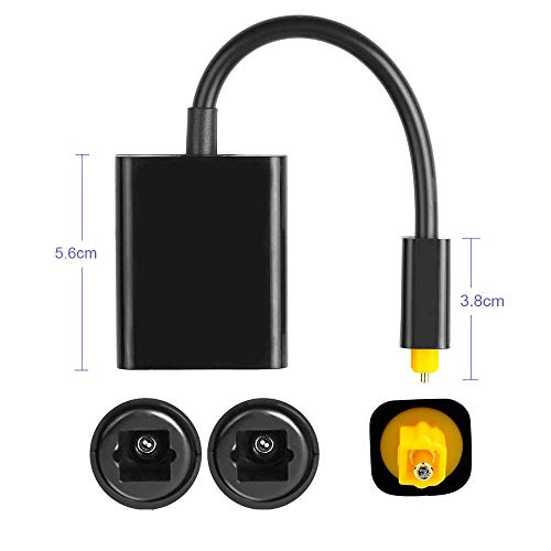 C-zone Black 2 Way Digital Toslink Optical Fiber SPDIF Audio Y Splitter 1 to 2 Cable Adapter DVD CD
