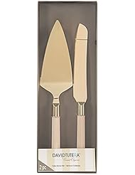 David Tutera Gold Cake Wood Handle, 2 Pieces Serving Set,