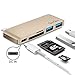 QacQoc Premium Type-C Hub with Power Delivery 2 superspeed USB 3.0 ports, 1 SD memory port, 1 microSD memory port card reader for MacBook 12-Inch, Aluminum Alloy Build (Gold)