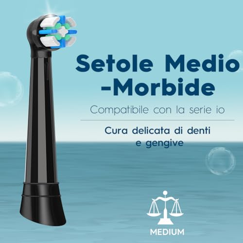 6 Heads Compatible with Oral B iO 2/3N/3/4/5/6/7/8/9/10 Electric Toothbrushes, Oral B IO Compatible Heads for Effective Cleaning and Protection of Teeth (Black/White)