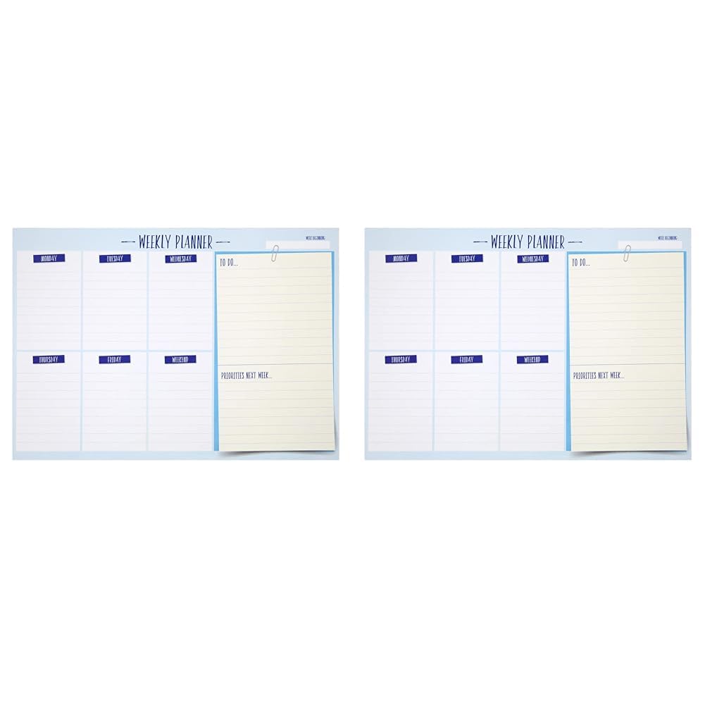 SUMMIT Weekly Planner Pad, Daily Planning Schedule and Calendar, to Do List Notepad, 52 Pages (Pack of 2)