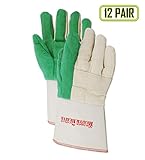 Magid Glove & Safety G299KGT Magid Heater Beater 5 Gauntlet Cuff Hot Mill Gloves, Men's (Fits Large), Green (12 Pairs)