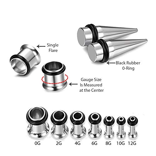 BodyJ4You 37PC Gauges Kit Ear Stretching Aftercare Balm 14G00G Surgical Steel Tunnel Plug Taper Set