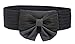 LVGE Women Cute Wide Elastic Waist Belt with Bow Knot Black