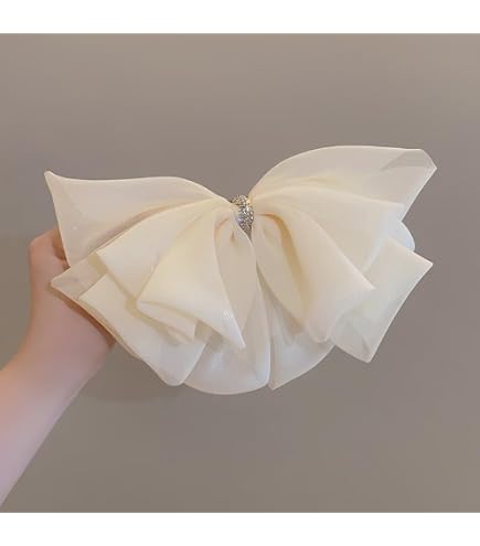 Amazon.com : HAIRUO Large Bow with Pearl Hair Clip Women  display picture 3