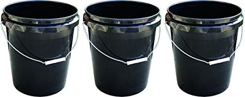 Encore Plastics 250003 70-Mil Regrind Pail/Bucket, 5-Gallon, Black (3-(5-Gallon))