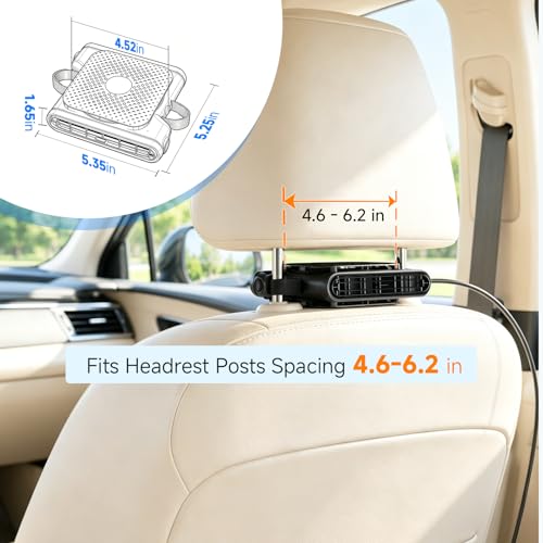 ElfTrip Car Seat Fan with Dual Air Outlets, Corded USB Car Fans for Kids for Driver Passenger, Stronger 3 Speeds, Forward or Backward Airflow, Fits in Most Car SUV (1 Pack No Recharge Plug-in to Work)