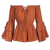 Women Boho Tops Casual Renaissance Ruffle Sleeve