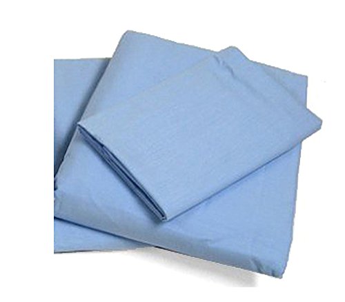 Cot Sheets (Fitted, Flat, Sets), 4 Piece Cot Sheet and Pillow Case Set - Blue- 1 cot fitted sheet 33" x 75", 1 cot flat sheet 64"x94", 2 pillow cases 20"x30"