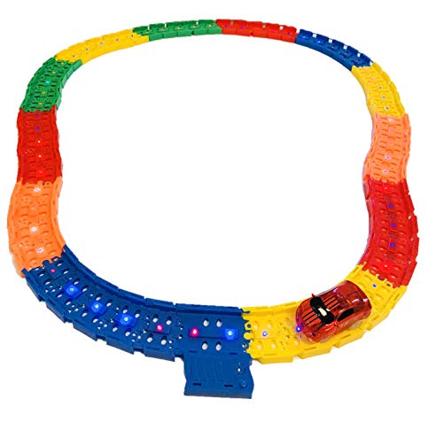 Mindscope LED Laser Tracks by Twister Tracks 12 Feet of Light up Flexible Track + 1 Light up Race Car Each Individual Track Piece Contains Lights (Standard Color System)