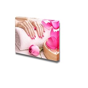 Canvas Prints Wall Art - Female Hands with Fragrant Rose Petals and Towel - 12" x 18"