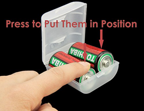Whizzotech C Battery Organizer Storage Case Plastic Battery Holder Holds 2 C Batteries Pack of 4 BL16 (C-2PC)
