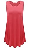 JollieLovin Womens Sleeveless Comfy Plus Size Tunic Tank Top With Flare Hem - Watermelon Red, 2X