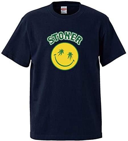 Amazon Co Jp Tシャツ メンズ 半袖 おしゃれ Stoner ストーナー Smile スマイル マリファナニコちゃん 大麻 ガンジャ Weed おしゃれ クルーネック Uネック ユニセックス 男女兼用 プリントtシャツ ネイビー L 服 ファッション小物