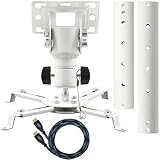 Cheetah Mounts APMEW Universal Projector Ceiling Mount. Includes an Adjustable Extension Pole and Twisted Veins 15" HDMI Cable