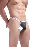 Joefeel Men's Thong Sport Comfort G-String Hot Thong for Man Low Raise Underwear Black Large