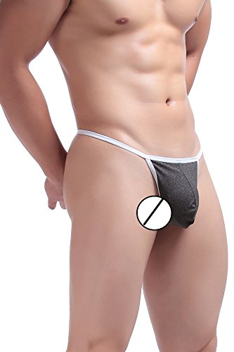 Joefeel Men's Thong Sport Comfort G-String Hot Thong for Man Low Raise Underwear Black Large