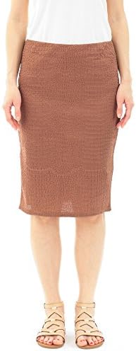 Avanti Bottega Women's Leopard Embossed Pencil Skirt XL Brown