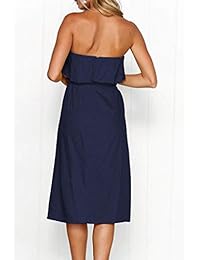 Iioiom - Vestido de mujer con volantes y botones, cintura con corbata, estilo informal, con bolsillo