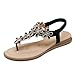 Meeshine Womens Flat Sandals Summer Rhinestone Bohemian Flip Flop Shoes