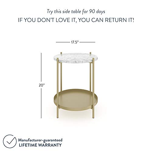 Nathan James Alexis Round Modern Side Accent or End Living Bedroom and