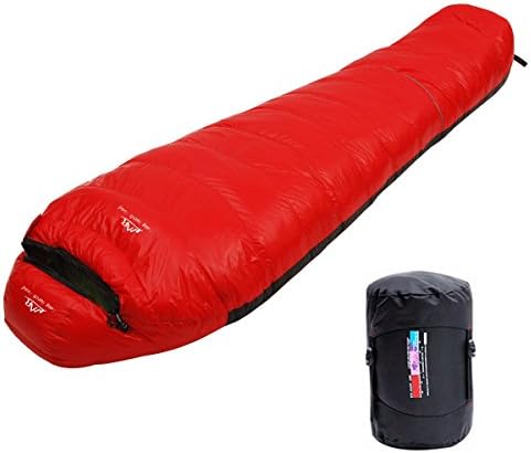 LMR Outdoors Summit 14°F Ultralight Mummy Down Sleeping Bag for camping with Compression Sack,1000 Fill,3 Season,Hiking (Red)