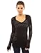 PattyBoutik Women's Hoodie Open Stitch Knit Top (Black M)