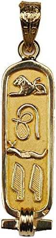 Discoveries Egyptian Imports - Personalized Cartouche - Available in 14K Gold, 18K Gold and Sterling Silver - 1-Sided Solid Pendant - Translate Any Name into Hieroglyphs - Handmade in Egypt