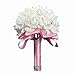 StillCool Wedding Bouquets Crystal Pearl Silk Roses Bridal Bridesmaid Wedding Hand Bouquet Artificial Fake Flowers (18cm*24cm, Pink)