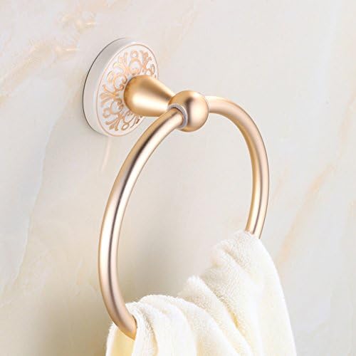 zhihu European Ceramic Towel Ring Aluminum-magnesium Alloy Bathroom Towel Rack, Gold (Color : B)