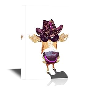 Double Exposure Canvas Wall Art (12x18, Brown Cow)