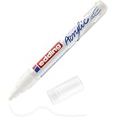 edding 5100 acrylic marker medium - white - 1 waterproof acrylic paint marker - round tip 2-3mm - acrylic paint pens for drawing on canvas, art paper and wood - acrylic markers for pebbles (4-5100922)