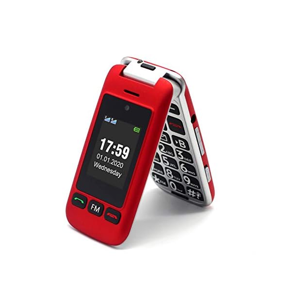 artfone-GSM-Big-Button-Mobile-Phone-for-Elderly-Sim-Free-Unlocked-Dual-Screen-Flip-Phone-Easy-to-Use-Basic-Mobile-Phone-With-24-LCD-Display-SOS-Button-Talking-Numbers-Torch-Loud-SpeakerRed artfone GSM Big Button Mobile Phone for Elderly, Sim Free Unlocked Dual Screen Flip Phone, Easy to Use Basic Mobile…