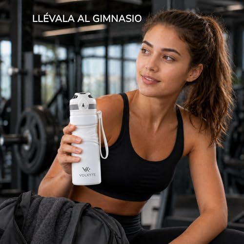 Thermal Bottle 316 Stainless Steel 600 ml Double Walled, Leakproof, Keeps Hot 12 Hours/Cold 24 Hours with Safety Lock and Strap (White)