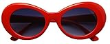 Colorful Oval Kurt Cobain Inspired Mod Round Pop Fashion Sunglasses (Red, Black)