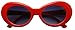 Colorful Oval Kurt Cobain Inspired Mod Round Pop Fashion Sunglasses (Red, Black)