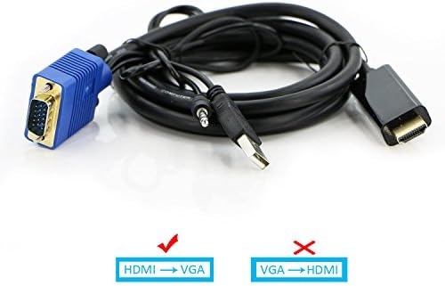 HDMI to VGA Cable, SAYTAY HDMI/M to VGA/M Adapter Converter, with Micro USB Power Cable &amp; 3.5mm Audio Cord,Support 1080P ,for HDTVs, monitors, displayers, Laptop Desktop Computer (3ft)