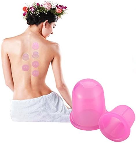 Silicone Cupping Therapy Set Cup for Anti Cellulite Body Massage Vacuum Suction Cups Gontic - 1 Large Size and 1 Medium Size (Pink)