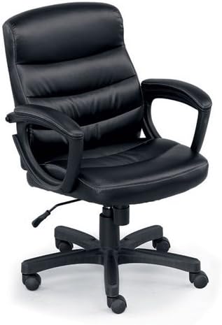 Officient Stellar Collection Mid Back Conference Chair in Black Faux Leather with Black Frame