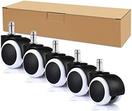 Office Chair Casters (Set of 5) 2 inch Replacement Rubber Wheels, Heavy Duty &amp; Safe For All Floors