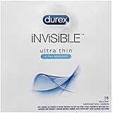 Durex Invisible Ultra Thin and Ultra Sensitive Premium Condoms, 16 Count