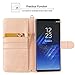 Galaxy Note 9 Case, Hocase PU Leather Full Body Protective Case with Credit Card Holders, Wrist Strap, Magnetic Closure for Samsung Galaxy Note 9 (2018) SM-N960 - Peony/Rose Gold