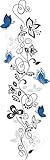 1 X Blue Butterflies and Hanging Vines Wall Sticker Decal