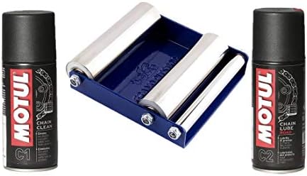 Grand Pitstop Chain Clean and C2 Chain Lube (150 ml) with Grand Pitstop Paddock Stand Grand Pitstop Motorbike Accessories GRoller Small – Portable Wheel Roller for All Bikes