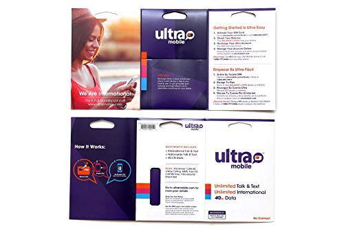 Ultra Mobile SIM Card Starter Kit with No Contract- GSM (T-Mobile) 4G LTE - Fits All Cell Phones (Standard, Micro, Nano) - Choose Your Plan on a Monthly Basis with 3ft Lightning and Micro USB Cable - Thumbnail 4
