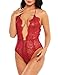 Avidlove Women’s Lingerie Bodysuit Deep V Halter Floral Lace One Piece Teddy Lingerie