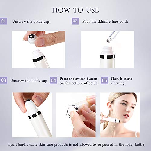 Electronic Refillable Roller Bottle - 10ml Container for Hyaluronic Acid Serum Essence Essential Oil Massage Skin Care Reusable Bottle with Stainless Steel Roller Balls - Thumbnail 6