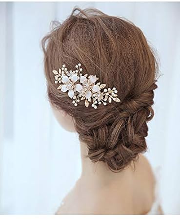 Amazon Com Aw Bridal Flower Wedding Hair Comb Clip Rhinestone