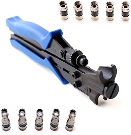 Coaxial Cable Compression Tool for RG6 RG11 RG59 RG7 Coax + 10 F Connectors / by CableProof